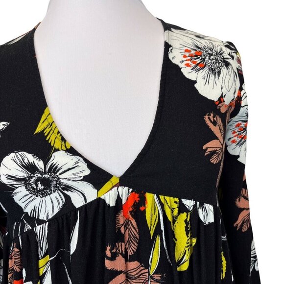 Free People Bella Floral Mini Tunic Dress Size Xsmall Boho Flare Sleeves - Picture 7 of 13